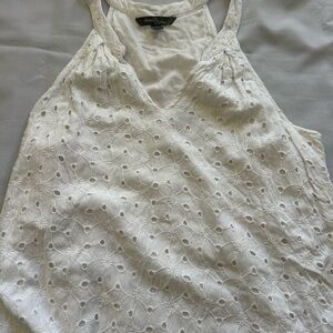 Market & Spruce White Eyelet Tank Top